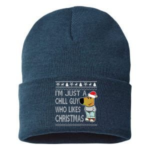 I Am Just A Chill Guy Who Likes Christmas Chillguy Funny Ugly Christmas Sustainable Knit Beanie