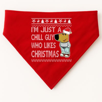 I Am Just A Chill Guy Who Likes Christmas Chillguy Funny Ugly Christmas USA-Made Doggie Bandana
