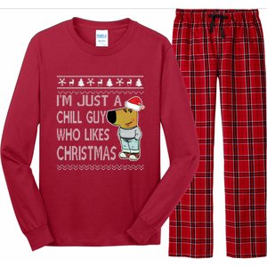 I Am Just A Chill Guy Who Likes Christmas Chillguy Funny Ugly Christmas Long Sleeve Pajama Set