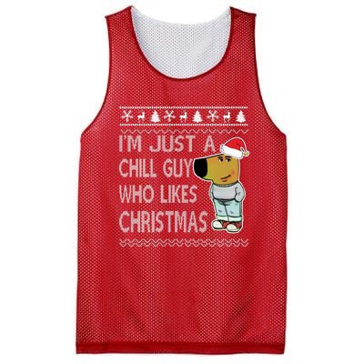 I Am Just A Chill Guy Who Likes Christmas Chillguy Funny Ugly Christmas Mesh Reversible Basketball Jersey Tank