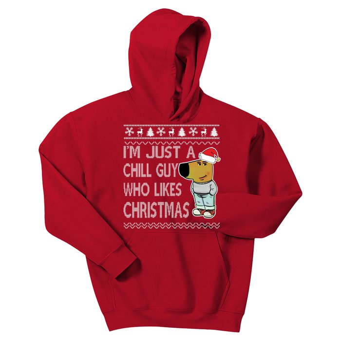 I Am Just A Chill Guy Who Likes Christmas Chillguy Funny Ugly Christmas Kids Hoodie