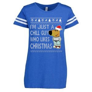 I Am Just A Chill Guy Who Likes Christmas Chillguy Funny Ugly Christmas Enza Ladies Jersey Football T-Shirt