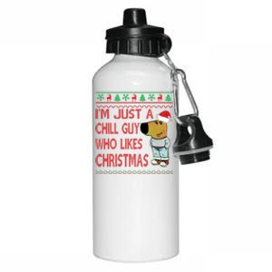 I Am Just A Chill Guy Who Likes Christmas Chillguy Funny Ugly Christmas Aluminum Water Bottle