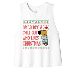 I Am Just A Chill Guy Who Likes Christmas Chillguy Funny Ugly Christmas Women's Racerback Cropped Tank