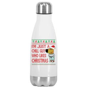 I Am Just A Chill Guy Who Likes Christmas Chillguy Funny Ugly Christmas Stainless Steel Insulated Water Bottle