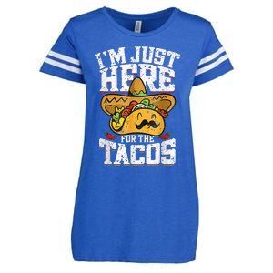 I am Just Here For The Tacos Funny Mexican Cinco De Mayo Enza Ladies Jersey Football T-Shirt