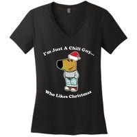 I Am Just A Chill Guy Who Likes Christmas Chillguy Funny Women's V-Neck T-Shirt