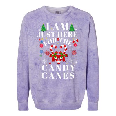 I Am Just Here For The Candy Canes  Colorblast Crewneck Sweatshirt