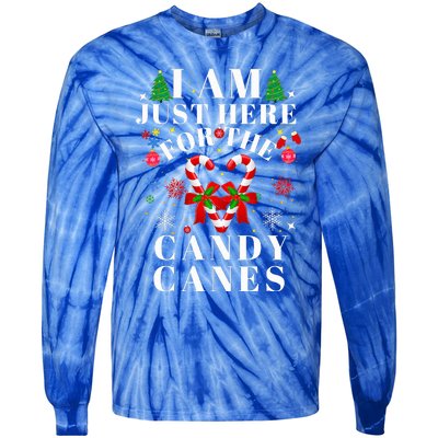 I Am Just Here For The Candy Canes  Tie-Dye Long Sleeve Shirt