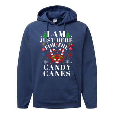 I Am Just Here For The Candy Canes  Performance Fleece Hoodie