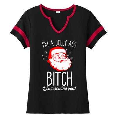 I'm A Jolly Ass Bitch Funny Offensive Xmas Rude Santa  Ladies Halftime Notch Neck Tee