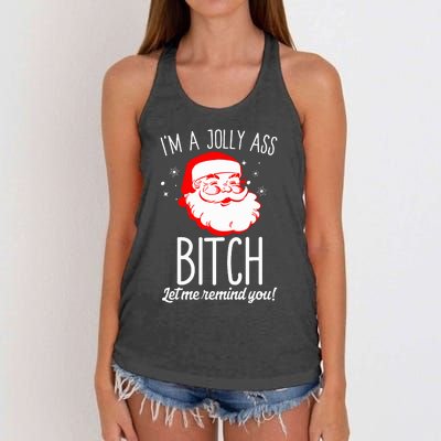 I'm A Jolly Ass Bitch Funny Offensive Xmas Rude Santa  Women's Knotted Racerback Tank