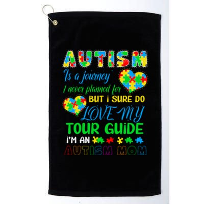 Is A Journey Love My Tour Guide I'm An Autism Mom Puzzle Autism Awareness Platinum Collection Golf Towel