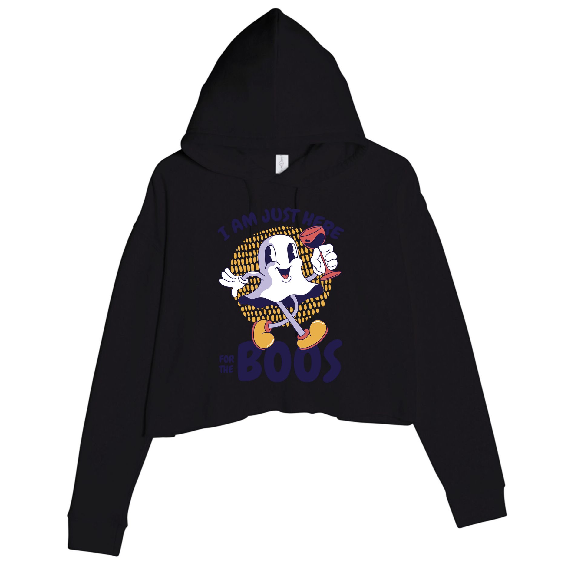 I Am Just Here For The Boos Ghost Crop Fleece Hoodie