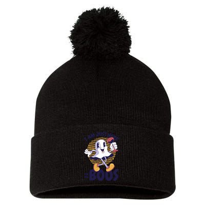 I Am Just Here For The Boos Ghost Pom Pom 12in Knit Beanie