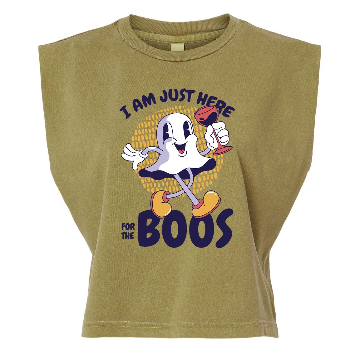 I Am Just Here For The Boos Ghost Garment-Dyed Women's Muscle Tee