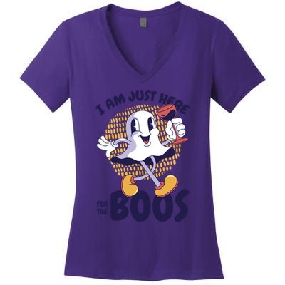 I Am Just Here For The Boos Ghost Women's V-Neck T-Shirt