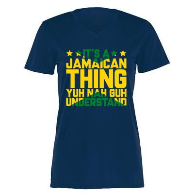 It's A Jamaican Thing, Yuh Nah Guh Understand, Jamaica Women's Momentum V-Neck T-Shirt