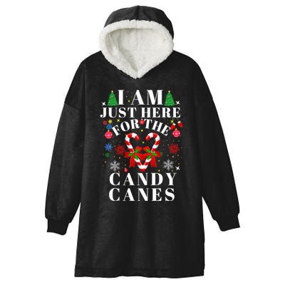 I Am Just Here For The Candy Canes  Hooded Wearable Blanket