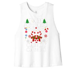 I Am Just Here For The Candy Canes  Women's Racerback Cropped Tank