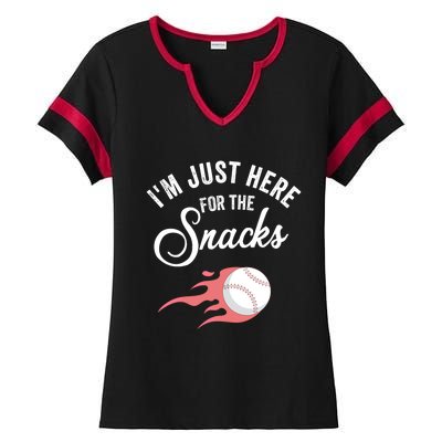 I Am Just Here For The Snacks Football Soccer Baseball Fan Gift Ladies Halftime Notch Neck Tee