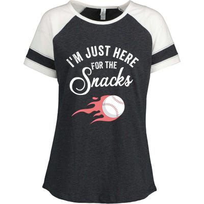 I Am Just Here For The Snacks Football Soccer Baseball Fan Gift Enza Ladies Jersey Colorblock Tee