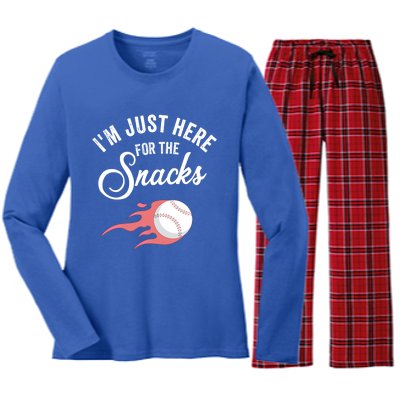 I Am Just Here For The Snacks Football Soccer Baseball Fan Gift Women's Long Sleeve Flannel Pajama Set 