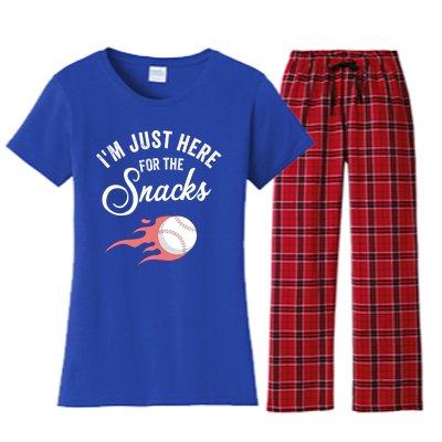 I Am Just Here For The Snacks Football Soccer Baseball Fan Gift Women's Flannel Pajama Set