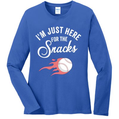 I Am Just Here For The Snacks Football Soccer Baseball Fan Gift Ladies Long Sleeve Shirt