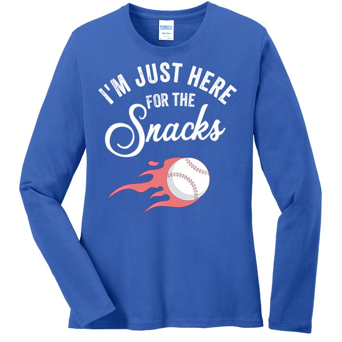 I Am Just Here For The Snacks Football Soccer Baseball Fan Gift Ladies Long Sleeve Shirt