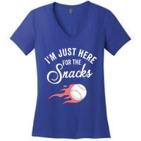 I Am Just Here For The Snacks Football Soccer Baseball Fan Gift Women's V-Neck T-Shirt