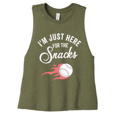 I Am Just Here For The Snacks Football Soccer Baseball Fan Gift Women's Racerback Cropped Tank