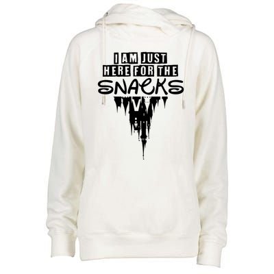 I Am Just Here For The Snacks Gift Womens Funnel Neck Pullover Hood