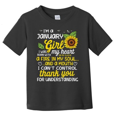 I'm A January Sunflower Queen Born In January Toddler T-Shirt