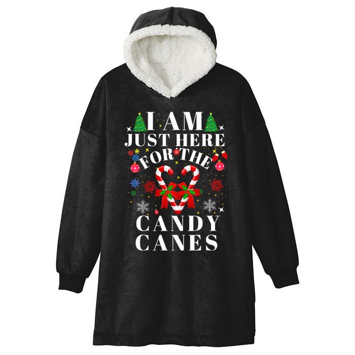 I Am Just Here For The Candy Canes christmas Hooded Wearable Blanket