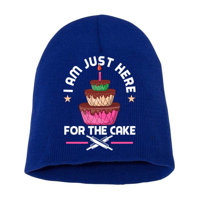 I Am Just Here For The Cake Baking Decorator Gift Short Acrylic Beanie