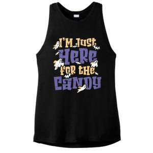 I Am Just Here For The Candy Happy Halloween Gift Ladies PosiCharge Tri-Blend Wicking Tank