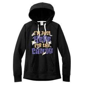 I Am Just Here For The Candy Happy Halloween Gift Women's Fleece Hoodie