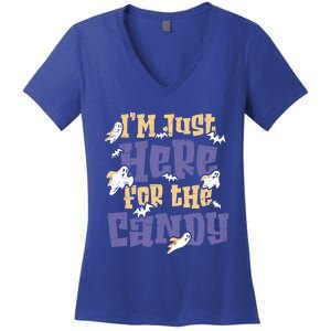 I Am Just Here For The Candy Happy Halloween Gift Women's V-Neck T-Shirt