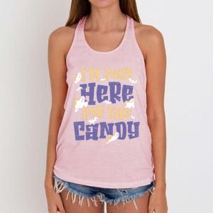 I Am Just Here For The Candy Happy Halloween Gift Women's Knotted Racerback Tank