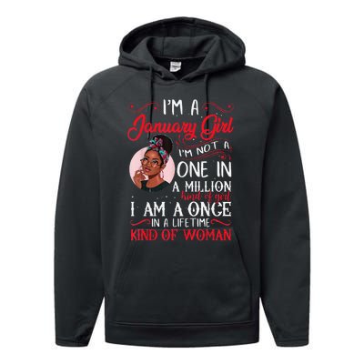 I'm A January Black Women Capricorn Birthday Gifts Performance Fleece Hoodie