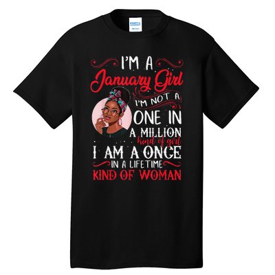 I'm A January Black Women Capricorn Birthday Gifts Tall T-Shirt