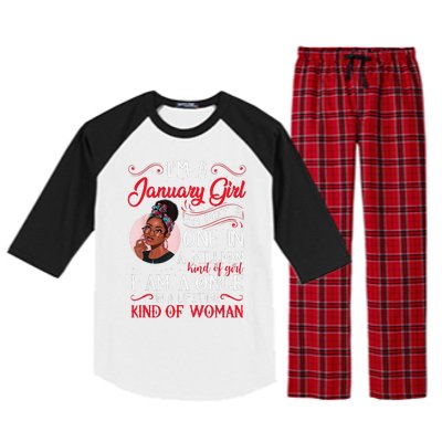 I'm A January Black Women Capricorn Birthday Gifts Raglan Sleeve Pajama Set