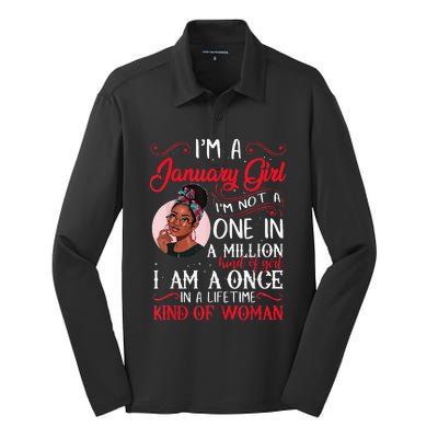 I'm A January Black Women Capricorn Birthday Gifts Silk Touch Performance Long Sleeve Polo