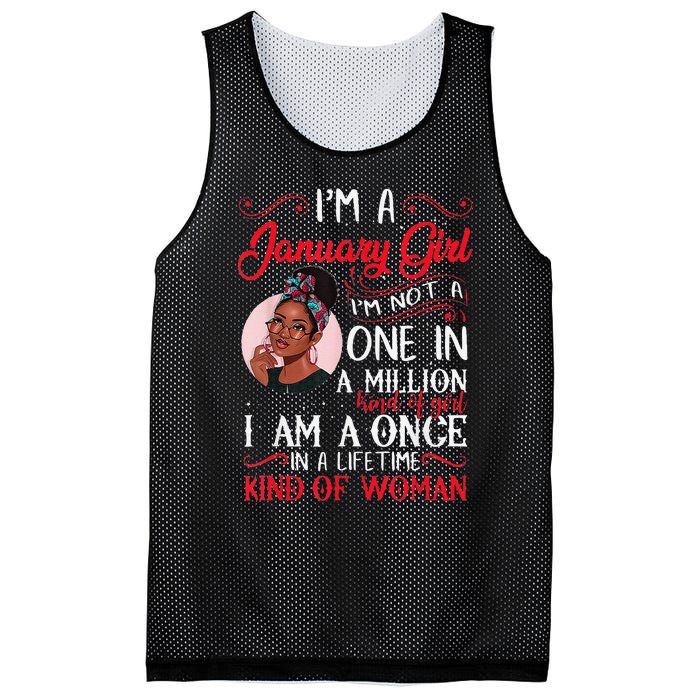 I'm A January Black Women Capricorn Birthday Gifts Mesh Reversible Basketball Jersey Tank