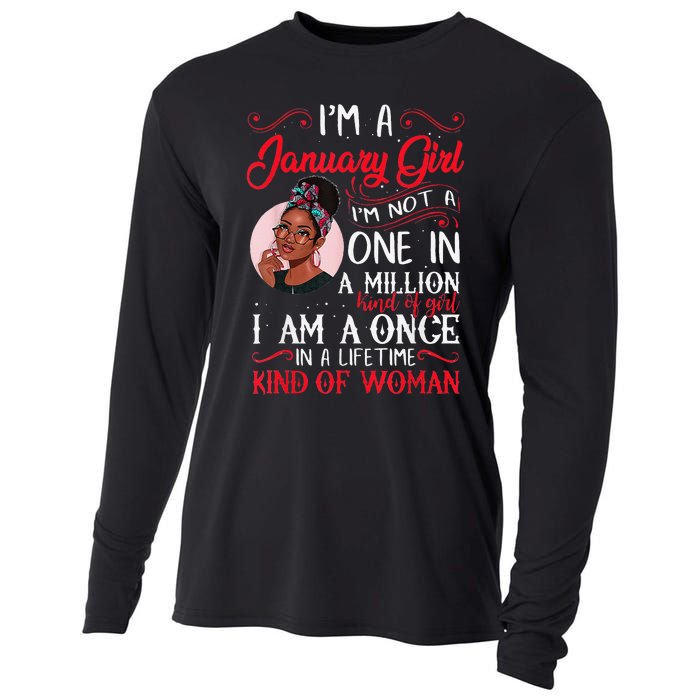 I'm A January Black Women Capricorn Birthday Gifts Cooling Performance Long Sleeve Crew