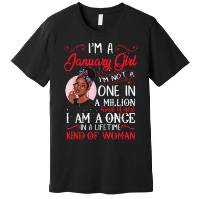 I'm A January Black Women Capricorn Birthday Gifts Premium T-Shirt