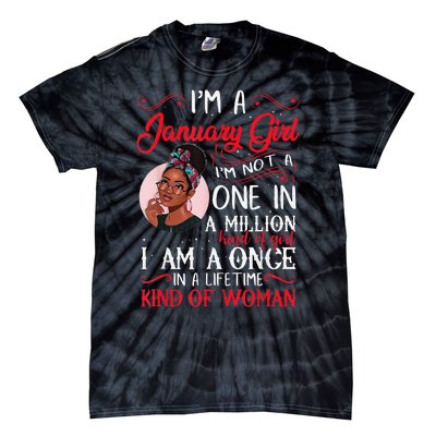 I'm A January Black Women Capricorn Birthday Gifts Tie-Dye T-Shirt