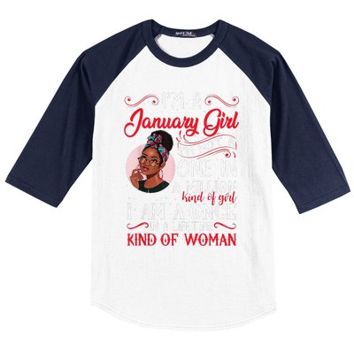 I'm A January Black Women Capricorn Birthday Gifts Baseball Sleeve Shirt