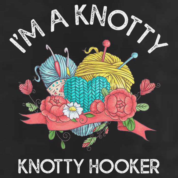 IM A Knotty Hooker Crochet Knitting 7 Panel Mesh Trucker Snapback Hat